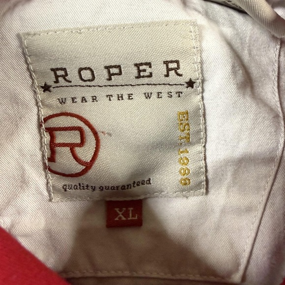 Roper Shirt Mens XL Red White Blue Western Pearl Snap USA Flag Stars Stripes - Picture 9 of 10